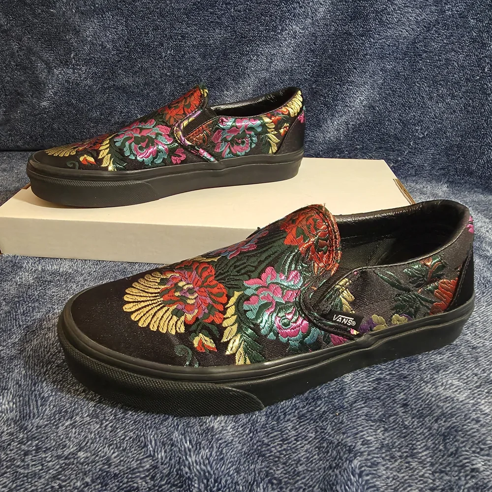 Limited Edition Vans Slip-Ons with Colorful Floral Embroidery (Festival Satin) - Picture 2 of 7